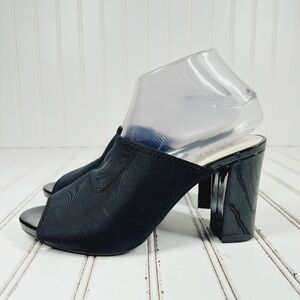 Anne Klein Astrid Neoprene Black Stretchy Fabric Peep Toe Sandals H806